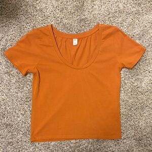 BP Orange Short Sleeve Scoop Neck Crop Top
